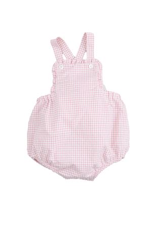 Pink and white checked cotton romper BABE & TESS KIDS | 18418025065